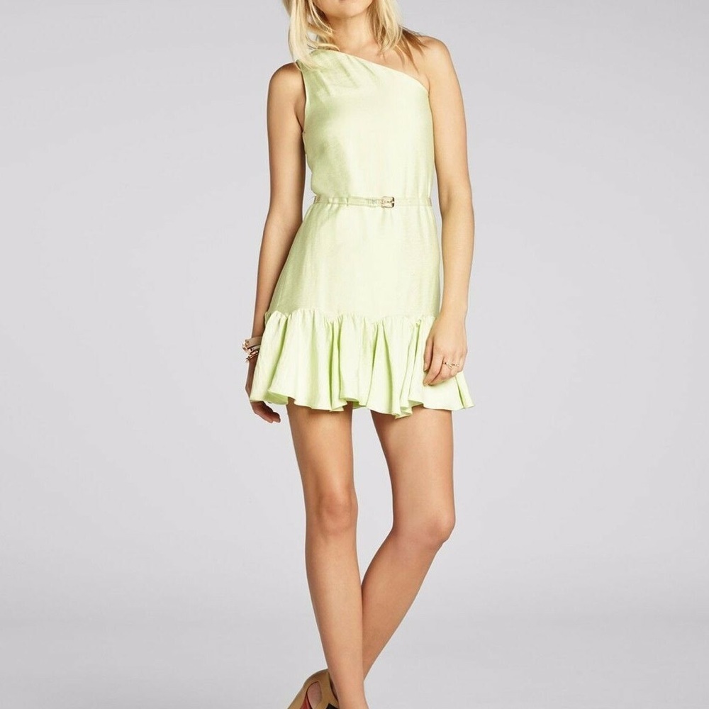 BCBGEneration One Shoulder Ruffle Hem Mini Dress